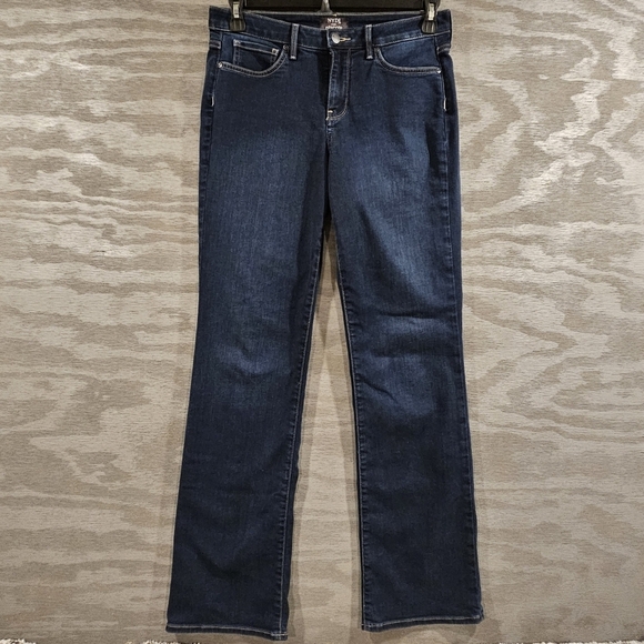 NYDJ For Chico's SZ 4 Lift Tuck Bootcut Dark Blue Wash Stretch Jeans